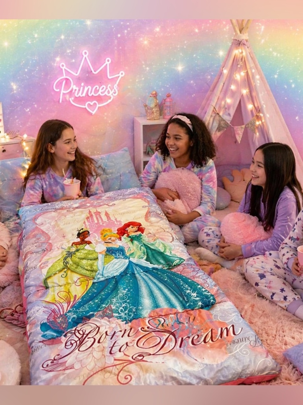 Disney Princess "Born to Dream" themed youth sleeping bag